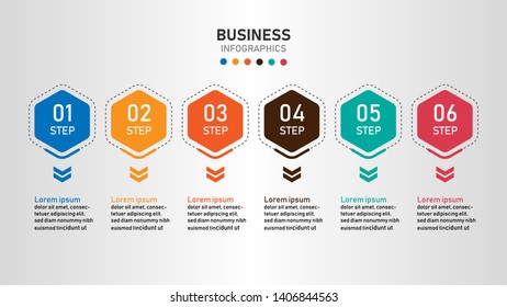 Vector infographics design template with paper label, integrated hexagon background.