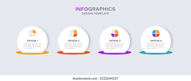 Modelo de design de infográficos vetoriais com gráfico de pizza. 4 etapas ou opções.
