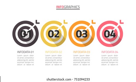 Vector infographics design template with target.Business concept for 4 steps, options, success.Vector illustration.