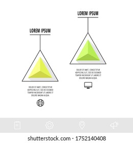 Vector Infographics Design Template With Triangle. Two Steps. Abstract Modern Line Concept Can Be Used For Diagram, Business, Web, Banner, Workflow Layout, Info Graph, Timeline, Content, Levels