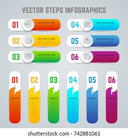 Vector infographics designed to explain or present your information in six horizontal and vertical blocks