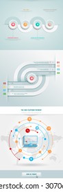Vector infographics element with business icons. The gears communicate with circles. Clean, minimalist design. For informational graphs, reports, registration data, websites, printed