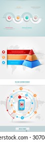 Vector infographics element with business icons. The gears communicate with circles. Clean, minimalist design. For informational graphs, reports, registration data, websites, printed