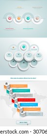 Vector infographics element with business icons. The gears communicate with circles. Clean, minimalist design. For informational graphs, reports, registration data, websites, printed
