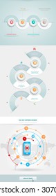Vector infographics element with business icons. The gears communicate with circles. Clean, minimalist design. For informational graphs, reports, registration data, websites, printed