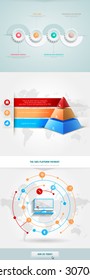 Vector infographics element with business icons. The gears communicate with circles. Clean, minimalist design. For informational graphs, reports, registration data, websites, printed