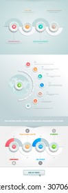 Vector infographics element with business icons. The gears communicate with circles. Clean, minimalist design. For informational graphs, reports, registration data, websites, printed