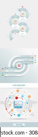 Vector infographics element with business icons. The gears communicate with circles. Clean, minimalist design. For informational graphs, reports, registration data, websites, printed