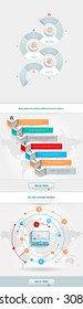 Vector infographics element with business icons. The gears communicate with circles. Clean, minimalist design. For informational graphs, reports, registration data, websites, printed