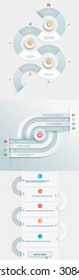 Vector infographics element with business icons. The gears communicate with circles. Clean, minimalist design. For informational graphs, reports, registration data, websites, printed