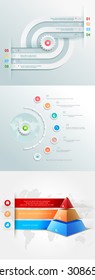 Vector infographics element with colored pyramid. For workflow layout, diagram, number options, step up, web design. Promotion and advertising successful business development. 