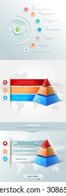 Vector infographics element with colored pyramid. For workflow layout, diagram, number options, step up, web design. Promotion and advertising successful business development. 