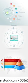 Vector infographics element with colored pyramid. For workflow layout, diagram, number options, step up, web design. Promotion and advertising successful business development. 