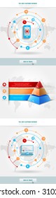 Vector infographics element with colored pyramid. For workflow layout, diagram, number options, step up, web design. Promotion and advertising successful business development. 