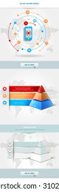 Vector infographics element with colored pyramid. For workflow layout, diagram, number options, step up, web design. Promotion and advertising successful business development. 