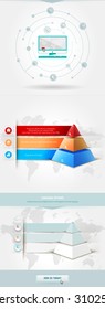 Vector infographics element with colored pyramid. For workflow layout, diagram, number options, step up, web design. Promotion and advertising successful business development. 