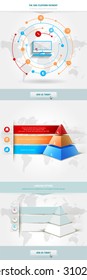 Vector infographics element with colored pyramid. For workflow layout, diagram, number options, step up, web design. Promotion and advertising successful business development. 