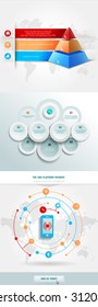 Vector infographics element with colored pyramid. For workflow layout, diagram, number options, step up, web design. Promotion and advertising successful business development. 