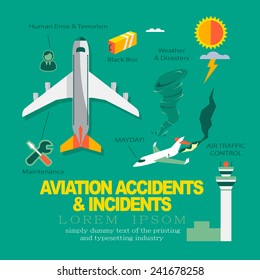 Vector Infographics Flat Design About Aviation Accidents & Incidents.