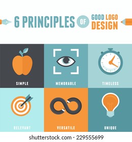 Vector infographics in flat style - 6 principles of good logo design