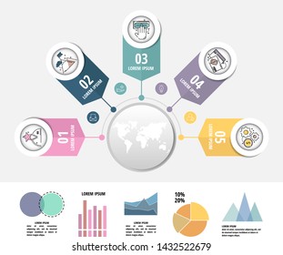 Vector Infographics flat template circles and arrows. Can be used for diagram, graph 