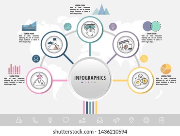 Vector Infographics flat template circles origami style. Can be used for diagram, graph, presentation, business concept options, content, flowchart, timeline, workflow, marketing, banner, web design