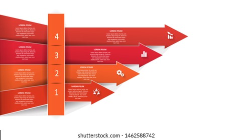 Vector infographics in the form of colored stripes in shadows and steps. EPS 10.