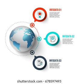 Vector infographics global template for 3 options. Can be used for workflow layout, banner, diagram, web design, infographic template.