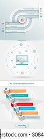 Vector infographics internet with a circles and business icons. Elements communicate with one another. Clean, minimalist design. For informational graphs, reports, registration data, websites
