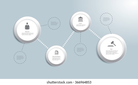Vector infographics with judiciary icons.