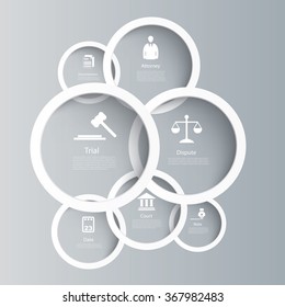 Vector infographics with judiciary icons.