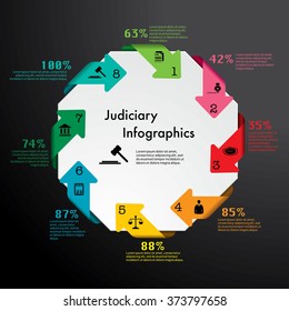 Vector infographics with judiciary icons.