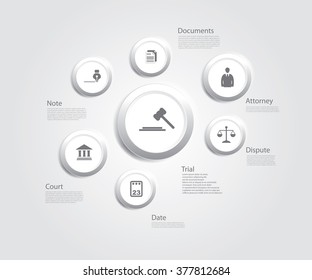 Vector infographics with judiciary icons.