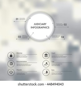 Vector infographics with judiciary icons.