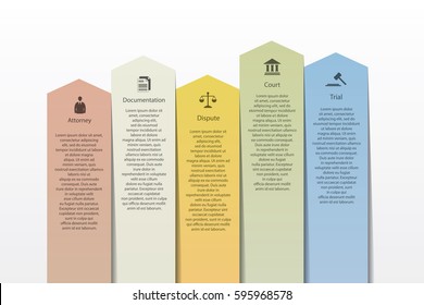 Vector infographics with judiciary icons.