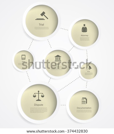 Vector infographics with judiciary icons.