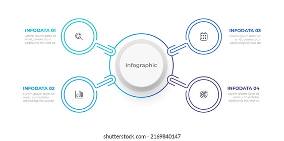 Vector infographics label design with circles and marketing icons. Process Chart. Business concept with 4 options or steps.