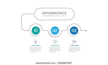 Vector infographics label design with circles and marketing icons. Process Chart. Business concept with 3 options or steps.