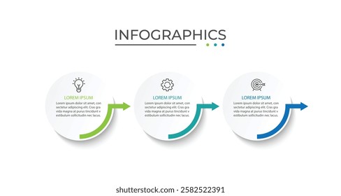 Vector infographics label design with circles and marketing icons. Process Chart. Business concept with 3 options or steps.