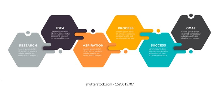 Vector infographics label design with hexagon. Business concept with 6 options, steps or processes.