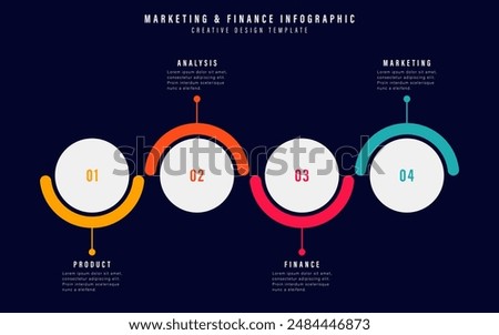 Vector infographics. Minimalistic deep blue financial and marketing infographic design template. Step by step, timeline. 4 steps