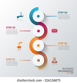 Vector infographics options banner with 4-part chart and icons. Can be used for web design and workflow layout. Data visualization.