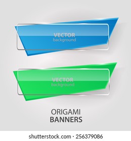 Vector infographics origami banners set. Vector illustration.