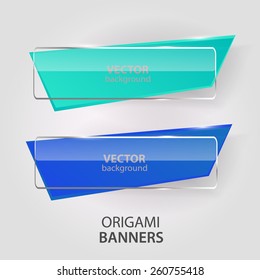 Vector infographics origami banners set. Vector illustration.