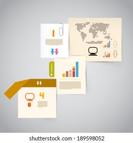 Vector Infographics Paper Layout on Grey Background