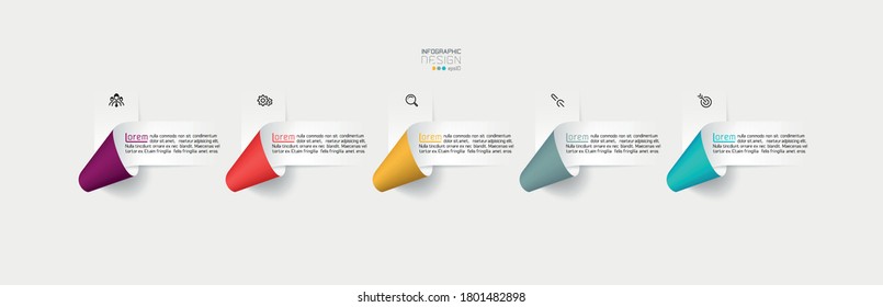 Etiquetas de cinta de papel Vector Infografía, procesos de opciones de infografía.