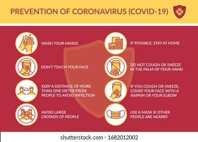 Vector infographics. Prevention of coronavirus. Poster notifying about measures to prevent infection COVID-19