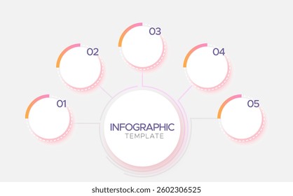 Vector infographics with round options, bright elements and symbols
