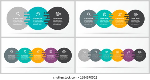 Vector Infographics set with 3, 4, 5, 6 options or steps. Business concept. Can be used for presentations banner, workflow layout, process diagram, flow chart, info graph