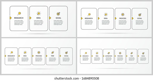Vector Infographics set with 3, 4, 5, 6 options or steps. Business concept. Can be used for presentations banner, workflow layout, process diagram, flow chart, info graph